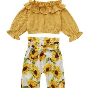 3 piece toddler sunflower ruffle outfit